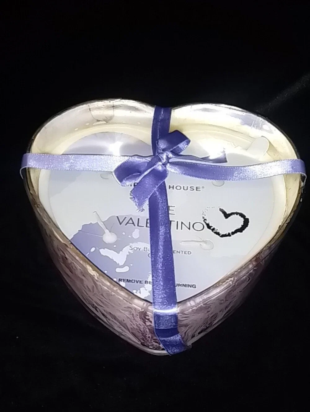 Heart-Shaped Lavender Purple Soy Candle with Ribbon